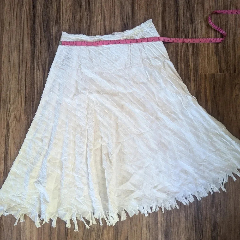 Ideology White Diagonal Fringe Skirt, US 12 - Picture 2 of 4